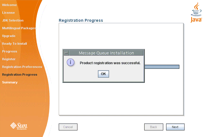Registration progress successful