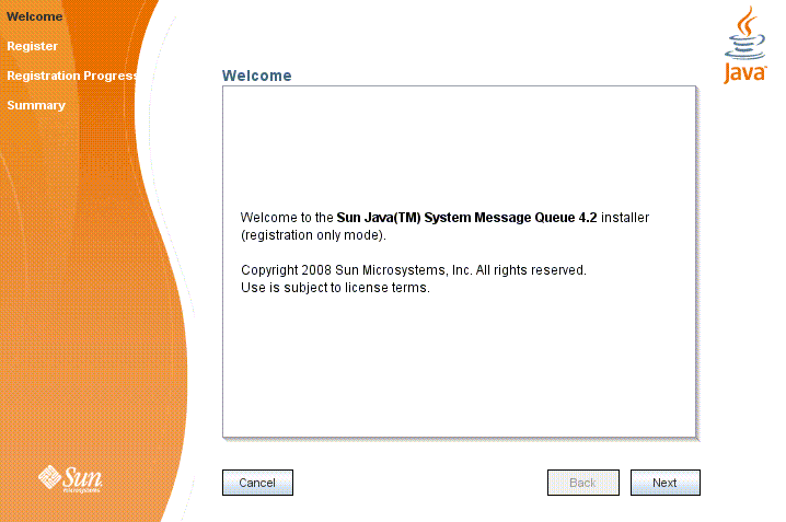 Welcome Page (registration only)